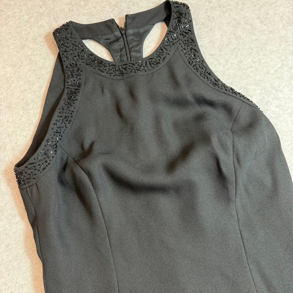 Liz Claiborne Night Dress Womens Size 10 Black Beaded Halter Sheath Zip